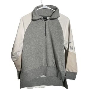 Nike Hooded Sweatshirt Womens L Gray Colorblock 1/2 Zip Training Training Logo